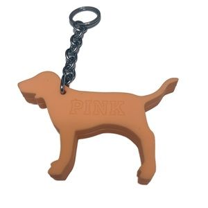 NWOT Pink Victoria’s Secret Dog Keychain Purse Charm Orange Silicone-like